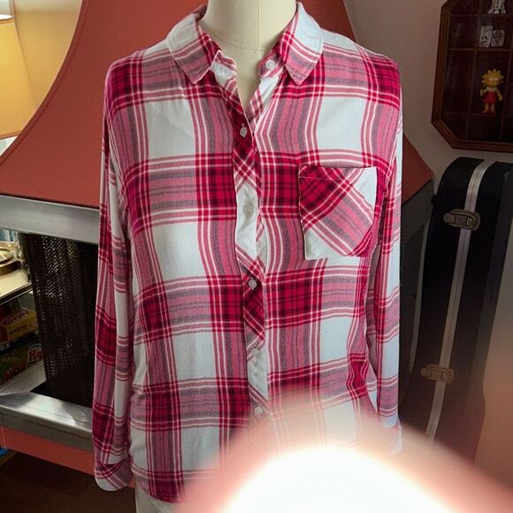 Rails ‘Hunter’ Plaid Shirt 👚 in Raspberry & White SOFT Pocket. - Picture 10 of 17